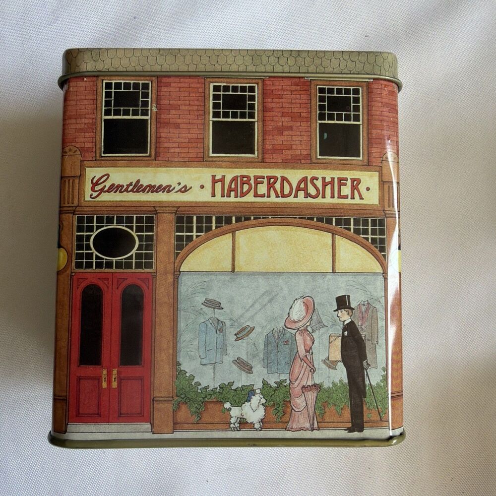 Vintage 1983 Ian Logan Ltd. Haberdashery Shop Tin Suitcase - Collectible